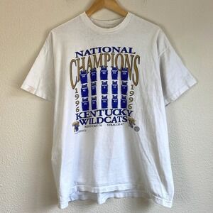 Vintage 90s Kentucky Wildcats T Shirt Mens XL White 1996 Champions Single Stitch